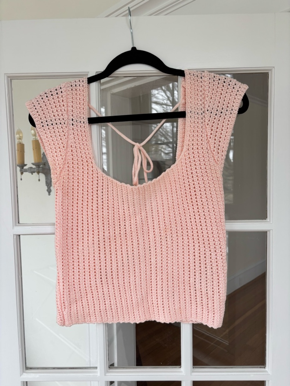 Lucy Paris Light Pink Crochet Tie-Back Tank